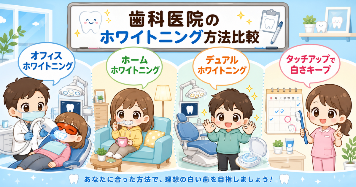 歯科医院で受けられる4つのホワイトニング方法と費用・期間の比較