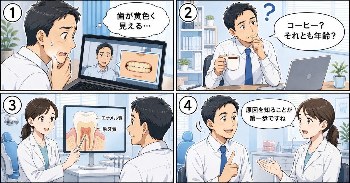 歯が黄色い原因は加齢？コーヒーやタバコの影響と改善法を解説