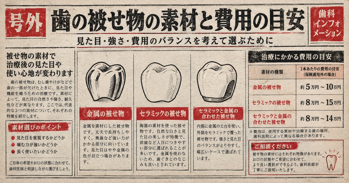 選べる素材の種類と費用の目安